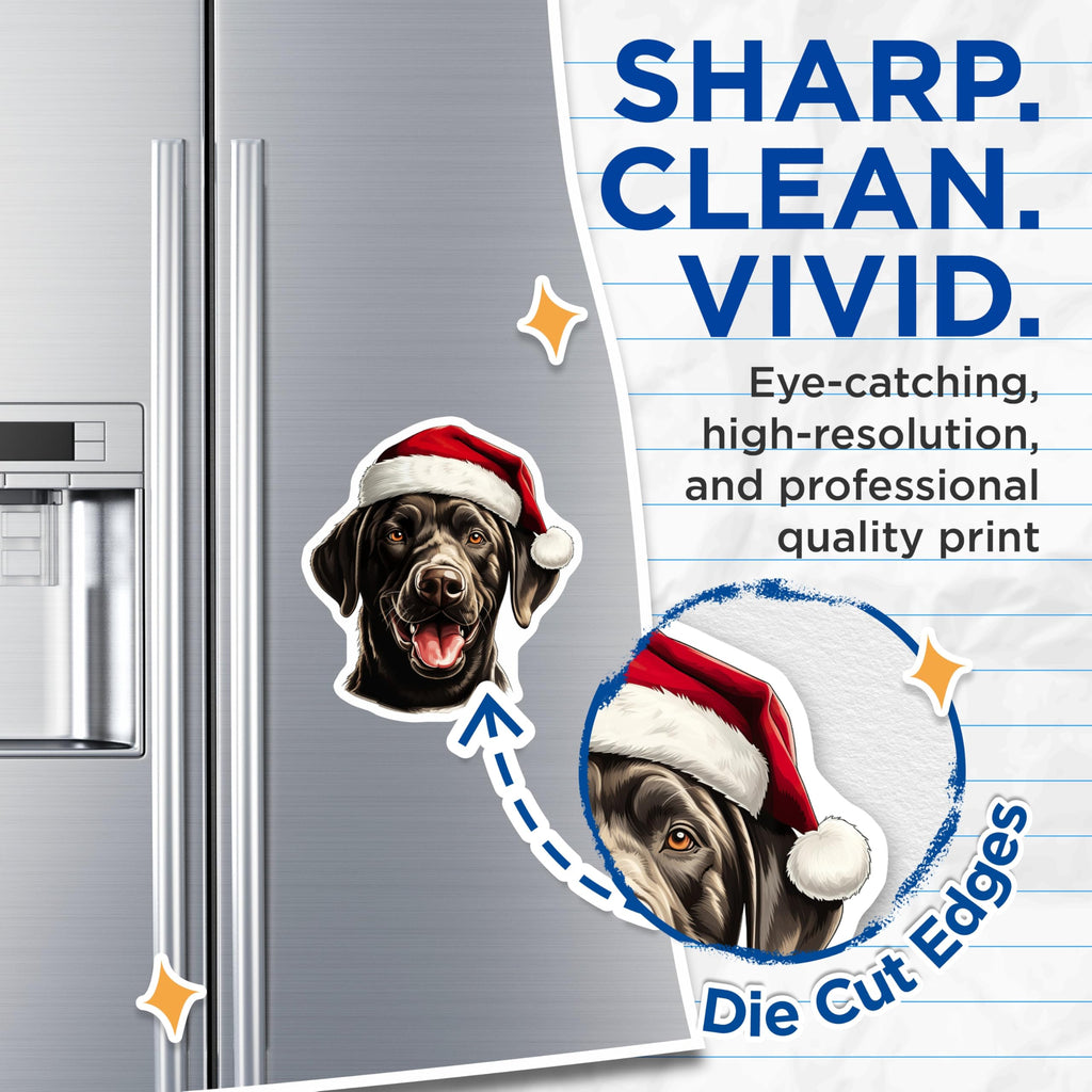 (2 Pack) Black Labrador Christmas Magnets - Santa Hat Dog Decor - Festive Lab Refrigerator Accessories - 5 Inches On Longest Side - Thick Durable Magnet - Made in USA - MAG25649