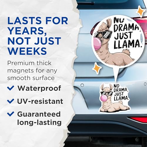 (2 Pack) Funny Llama Quote Magnet - Animal Lovers - Cute Llama Decor - 5" On Longest Side - Sticks to Smooth Flat Surfaces - Made in USA - MAG10170