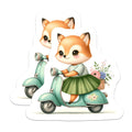 (2 Pack) Cute Fox Magnets - Whimsical Scooter Ride - Woodland Creature Decor - Adorable Kawaii Character with Flowers - 5 Inches On Longest Side - Thick Durable Magnet - Made in USA - MAG21946