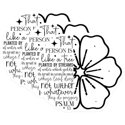 (3 Pack) Christian Verse Decals - Floral Psalm - Religious Decals - 3 Inches On Longest Side - Easy Peel & Apply - Made in USA - 3MCS2624