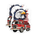 (2 Pack) Fire Truck and Eagle Stickers - Patriotic Stickers - American Flag Stickers - 5" On Longest Side - Sticks to Smooth Flat Surfaces - Made in USA - BMCS9967