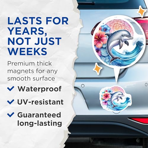 (2 Pack) Ocean Animal Art Magnet - 5" On Longest Side - Sticks to Smooth Flat Surfaces - Made in USA - MAG9489