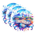 (3 Pack) Virginia State Decals - Watercolor Art Decals - Laptop Decoration- 3 Inches On Longest Side - Easy Peel & Apply - Made in USA - 3MCS5831