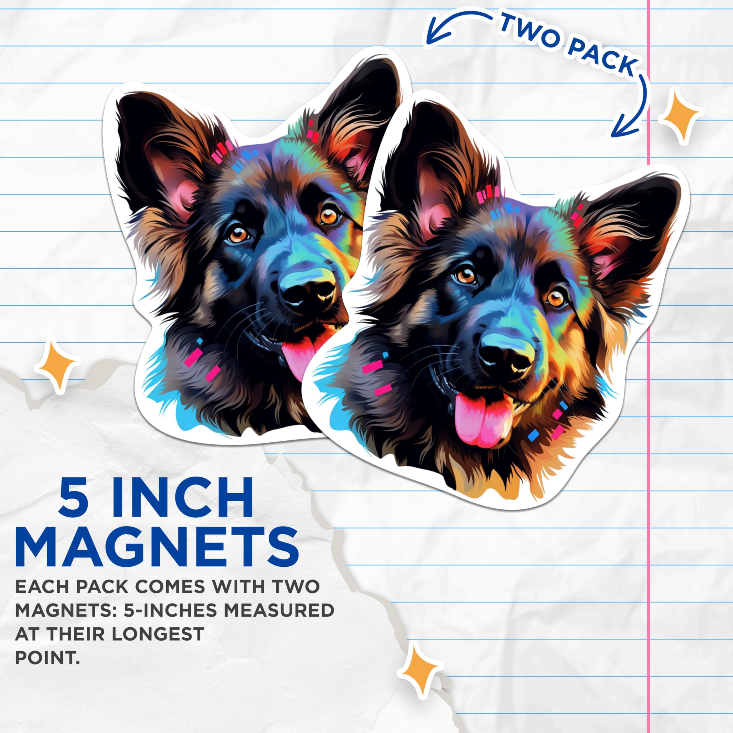 (2 Pack) Shiloh Shepherd Dog Breed Magnets - 5 Inches On Longest Side - Choose from Over 100 Dog Breeds - for Cars, Refrigerators, Toolboxes - Made in USA - MAG1956