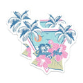 (2 Pack) Summer Vibes Stickers - Tropical Beach Stickers - Hibiscus Flower Stickers - 5" On Longest Side - Sticks to Smooth Flat Surfaces - Made in USA - BMCS6419