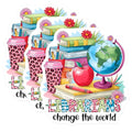 (3 Pack) Librarian Decals - Librarian Change The World - Librarian Gift - 3 Inches On Longest Side - Easy Peel & Apply - Made in USA - 3MCS2501