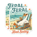 (2 Pack) Feral But Salty Magnets - Duck Beach Theme - Retro Summer Vibe - Humorous Vacation Decor - 5 Inches On Longest Side - Thick Durable Magnet - Made in USA - MAG39036