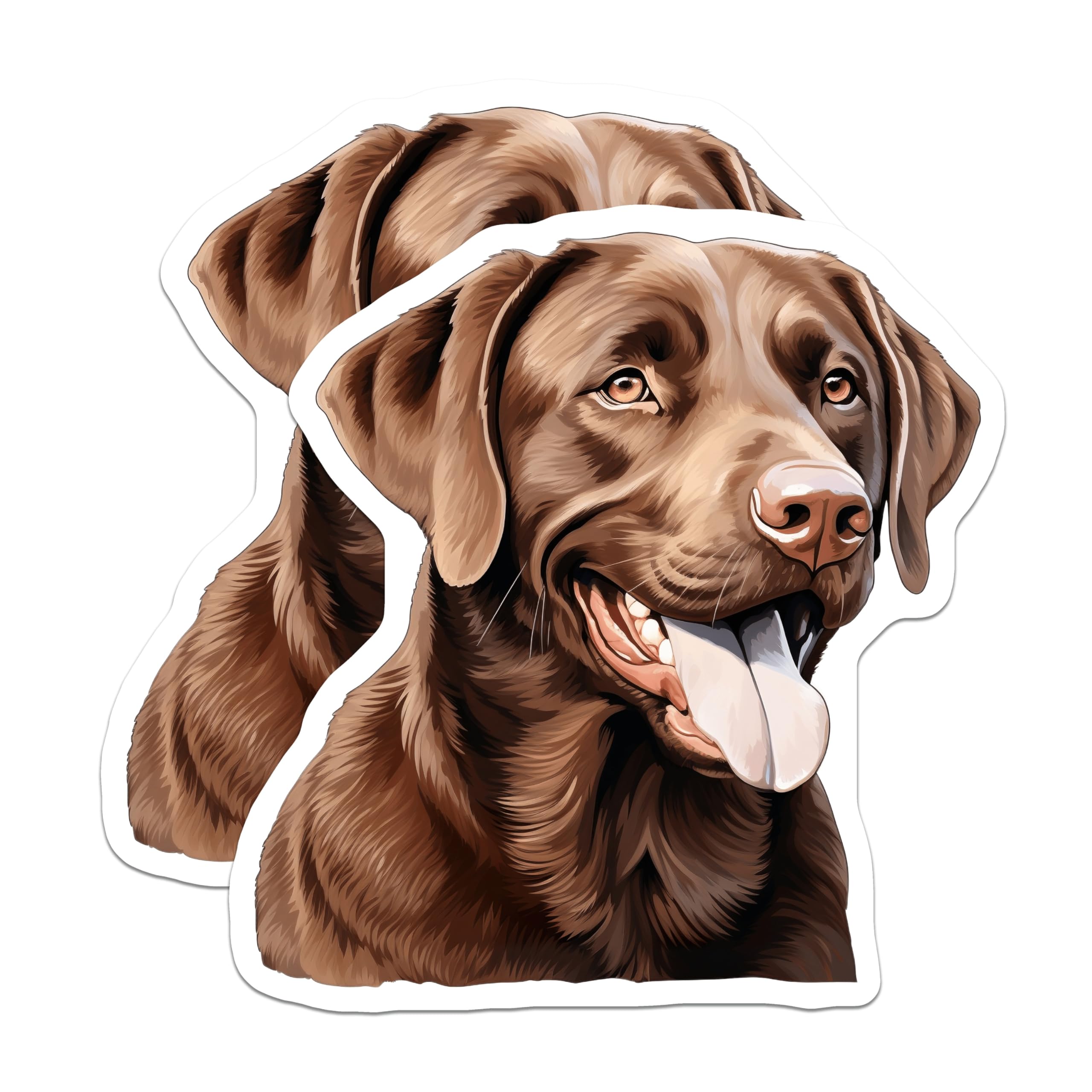 (2 Pack) Chocolate Lab Magnets - Labrador Retriever Decor - Dog Lover Refrigerator Art - 5 Inches On Longest Side - Thick Durable Magnet - Made in USA - MAG29197