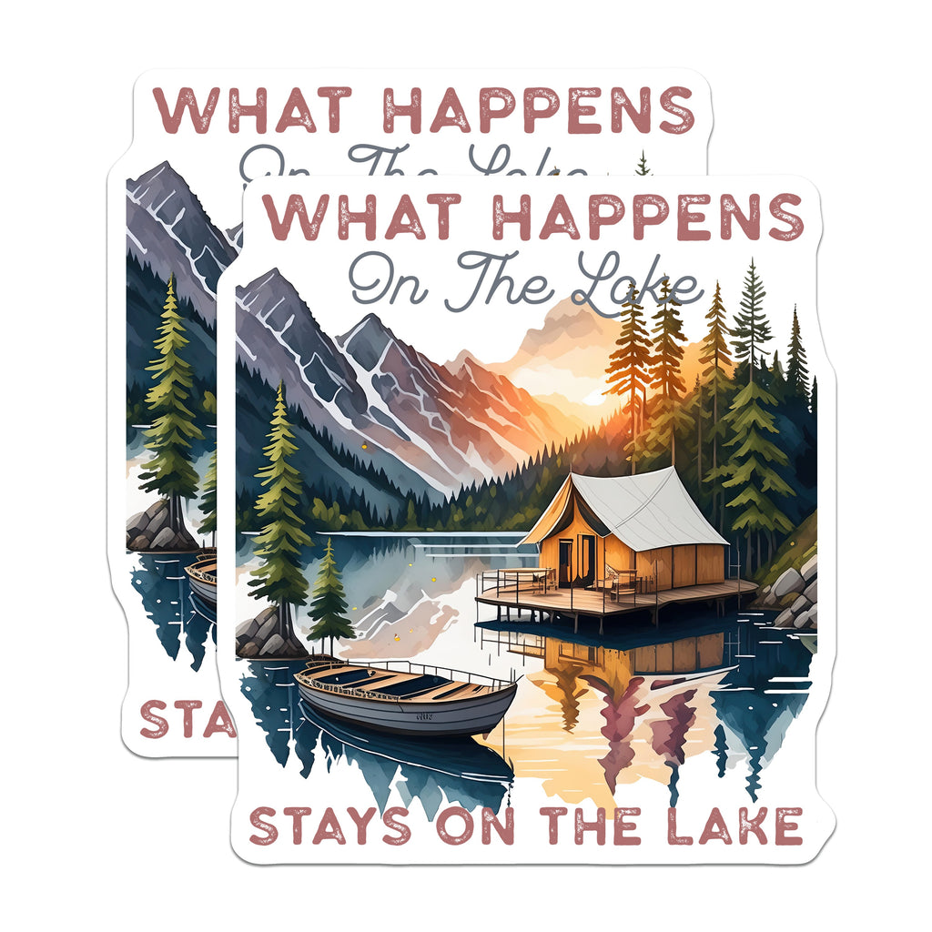 (2 Pack) Lake Life Magnets - What Happens On The Lake Stays On The Lake - Cabin Decor - Outdoor Adventure Decor - 5 Inches On Longest Side - Thick Durable Magnet - Made in USA - MAG37911