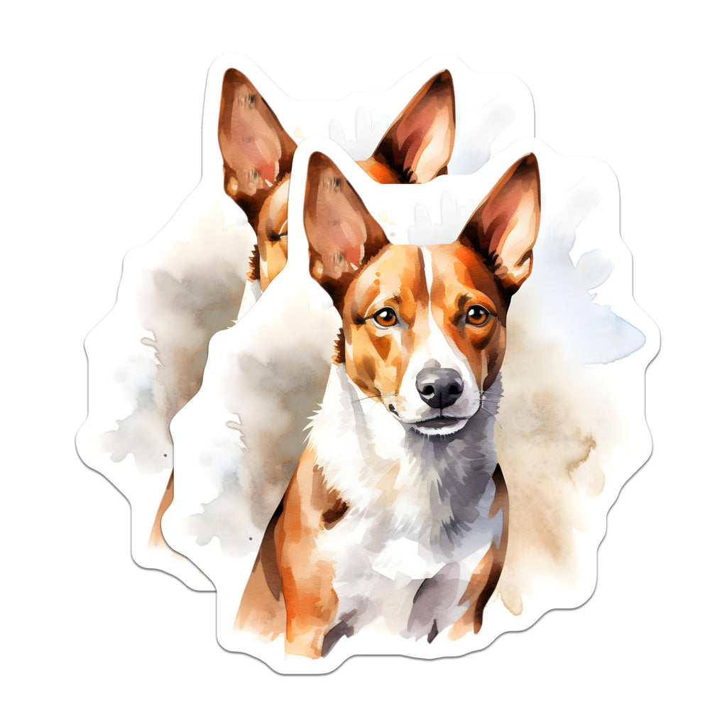 (2 Pack) Watercolor Dog Magnets - Basenji Art Magnet - Pet Lover Fridge Decor - 5 Inches On Longest Side - Thick Durable Magnet - Made in USA - MAG27491