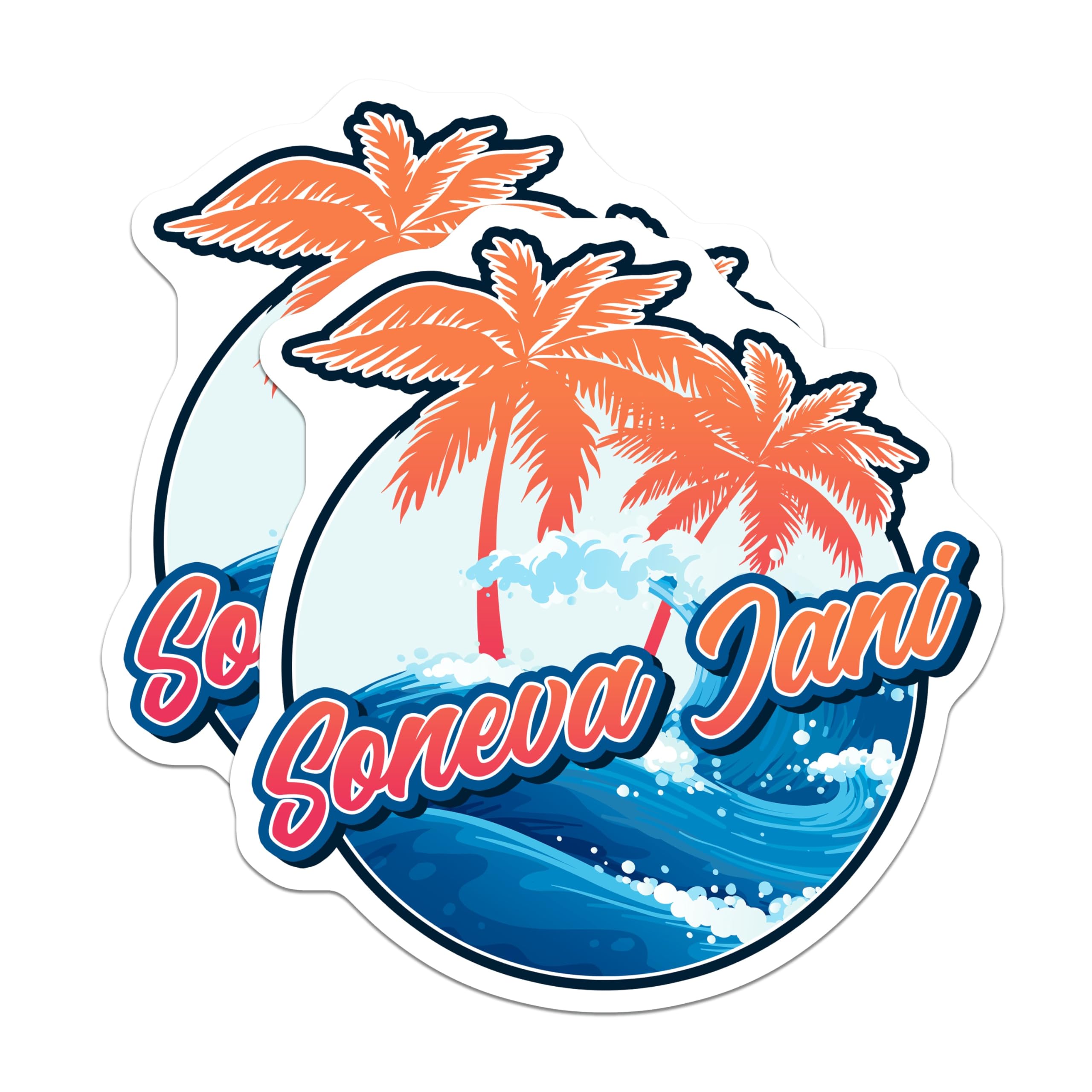 (2 Pack) Soneva Jani Magnets - Maldives Tropical Island Vacation - Beach Ocean Waves Coastal Art Decor - 5 Inches On Longest Side - Thick Durable Magnet - Made in USA - MAG19334