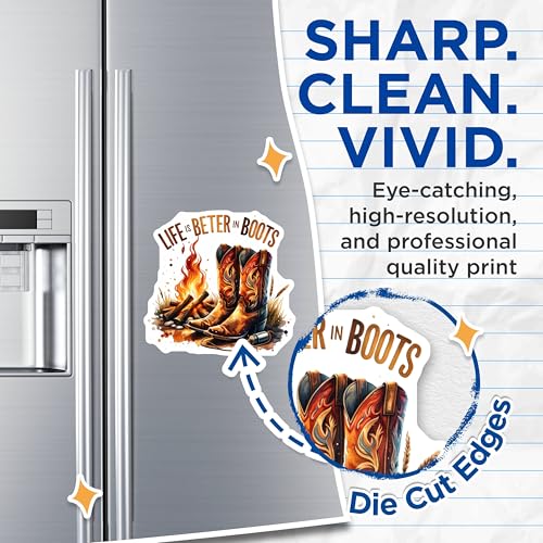 (2 Pack) Life is Better in Boots Magnets - Cowboy Boot Decor - Campfire Art - 5" On Longest Side - for Cars, Fridges, Toolboxes - Made in USA - MAG6938