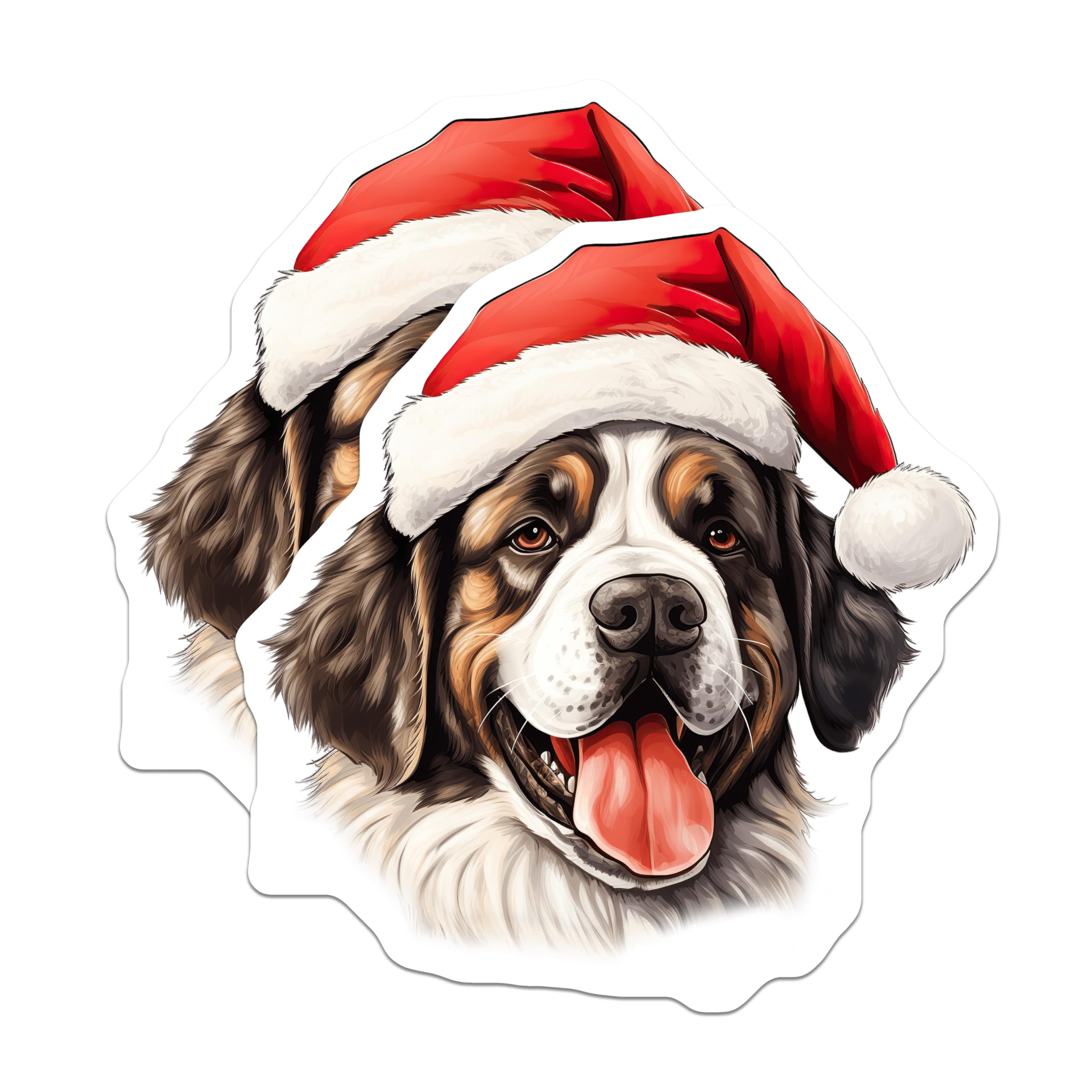 (2 Pack) Bernese Mountain Dog Magnets - Santa Hat Christmas Decor - Festive Dog Lover Item - Winter Holiday Pet Accessory - 5 Inches On Longest Side - Thick Durable Magnet - Made in USA - MAG23631