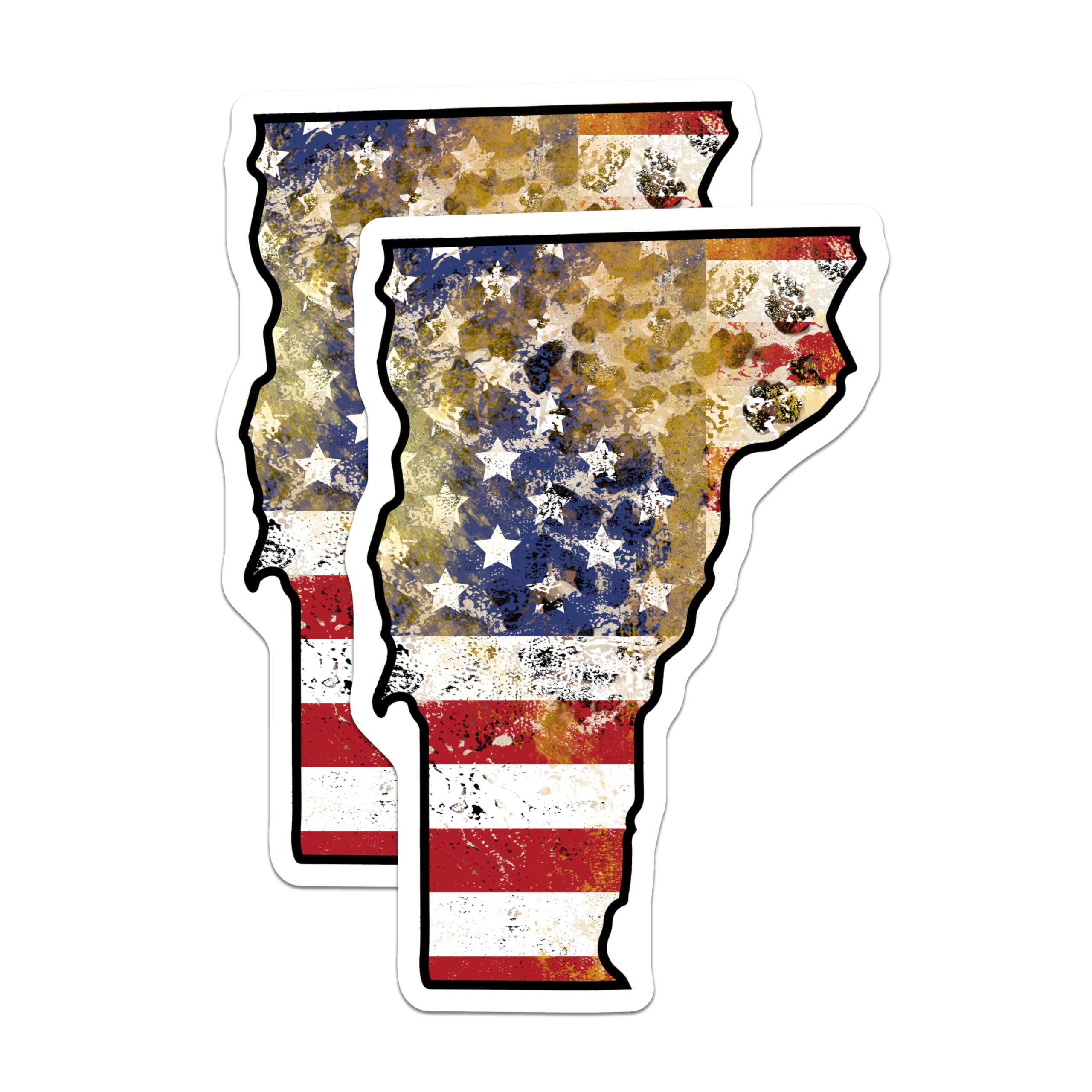 (2 Pack) Vermont State Flag Magnets - Distressed American Flag - Fridge Magnets - 5" On Longest Side - Premium Magnet - for Cars, Refrigerators, Toolboxes, Lockers - Made in USA - MAG17654