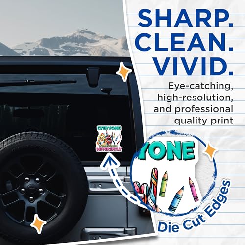 (2 Pack) Everyone Communicates Differently Stickers - Inclusion Awareness Stickers - Positive Message Stickers for All - 5" On Longest Side - Sticks to Any Smooth Flat Surface - Made in USA - BMCS3214