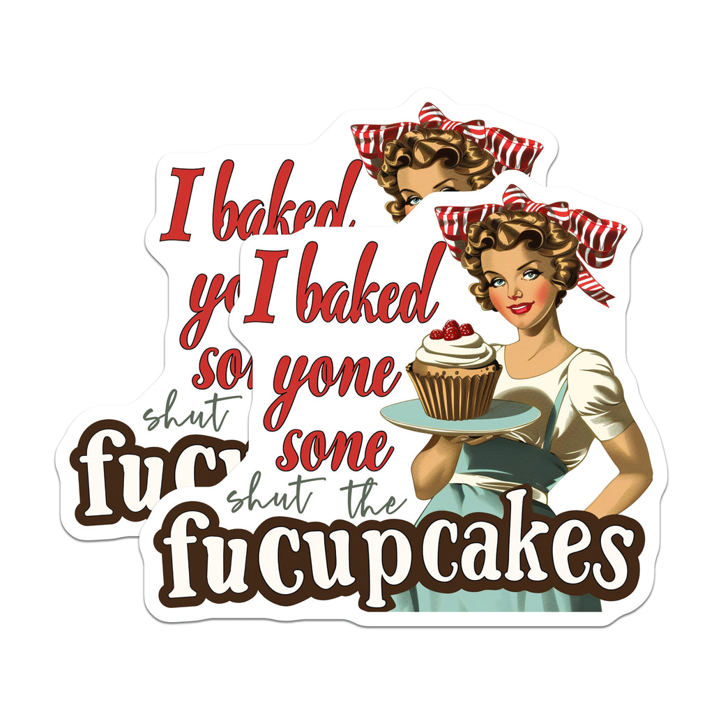 (2 Pack) Funny Baking Magnets - Sassy Pinup Kitchen Decor - Retro Baker Quote Magnets - Adult Humor Fucupcakes - 5 Inches On Longest Side - Thick Durable Magnet - Made in USA - MAG39002