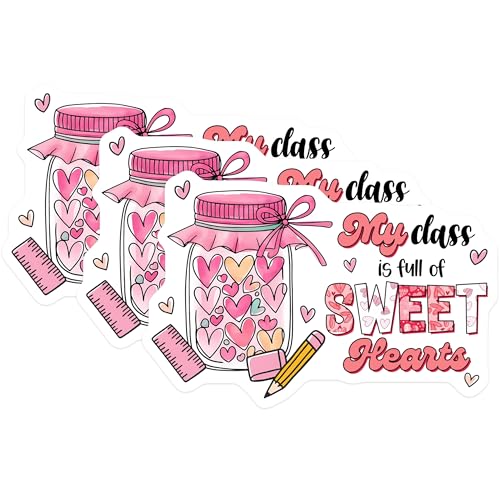(3 Pack) Sweet Hearts Decals - Classroom Decor - Teacher Appreciation Decals - 3 Inches On Longest Side - Easy Peel & Apply - Made in USA - 3MCS6406