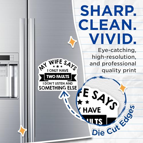 (2 Pack) My Wife Says Magnets Magnets - I Only Have Two Faults - Funny Magnet for Husband - 5" On Longest Side - Made in USA - Sticks to Refrigerators & Metal Surfaces - MAG9012