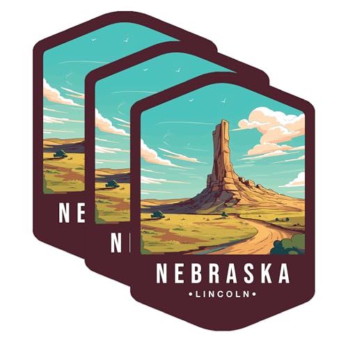 (3 Pack) Nebraska Decals - Lincoln Nebraska - Travel Decals - 3 Inches On Longest Side - Easy Peel & Apply - Made in USA - 3MCS0368