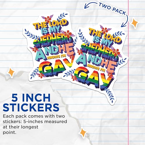 (2 Pack) LGBTQ Pride Stickers - Inspirational Quote Stickers - Rainbow Flag LGBTQ+ Spirit Stickers - 5" On Longest Side - Sticks to Smooth Flat Surfaces - Made in USA - BMCS4705
