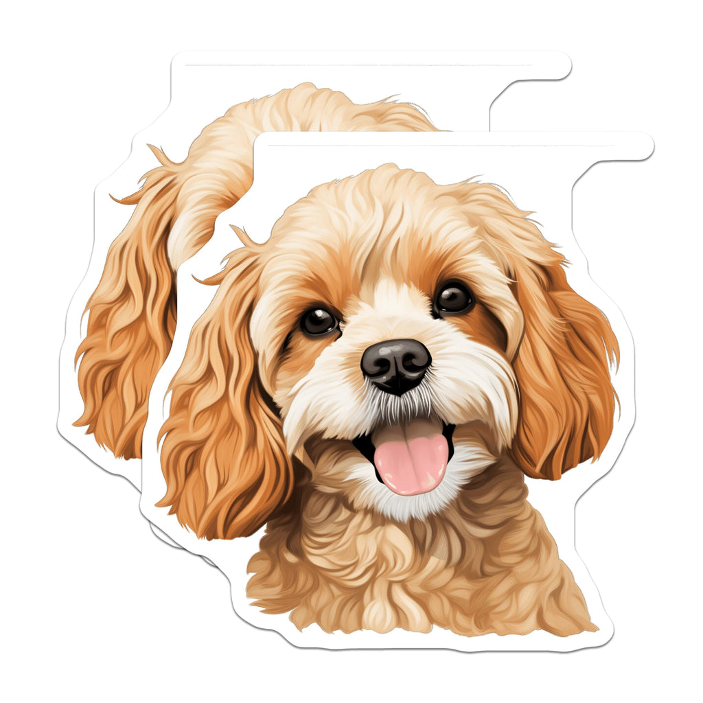 (2 Pack) Cavapoo Dog Face Magnets - Happy Cockapoo Puppy - Dog Lover Fridge Decor - 5 Inches On Longest Side - Thick Durable Magnet - Made in USA - MAG28376