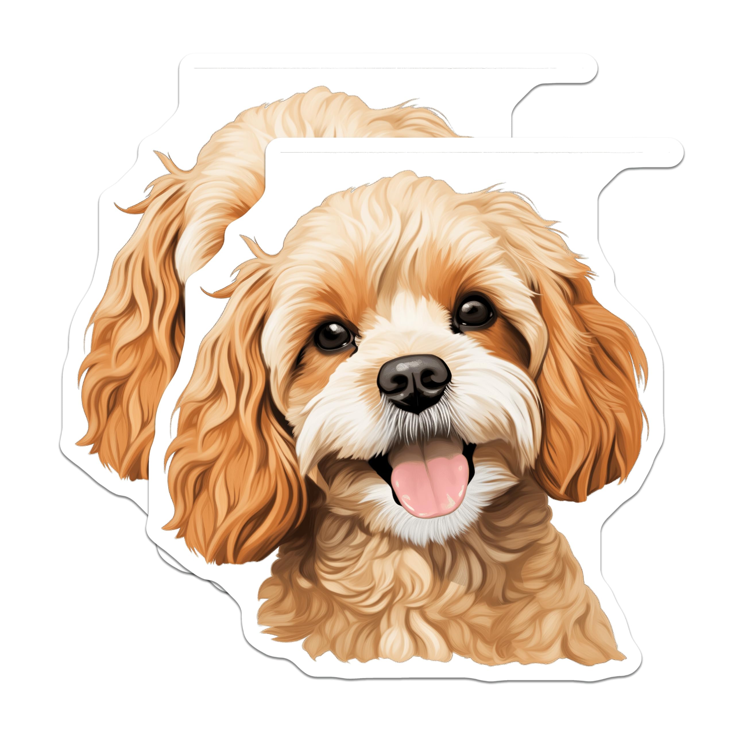 (2 Pack) Cavapoo Dog Face Magnets - Happy Cockapoo Puppy - Dog Lover Fridge Decor - 5 Inches On Longest Side - Thick Durable Magnet - Made in USA - MAG28376