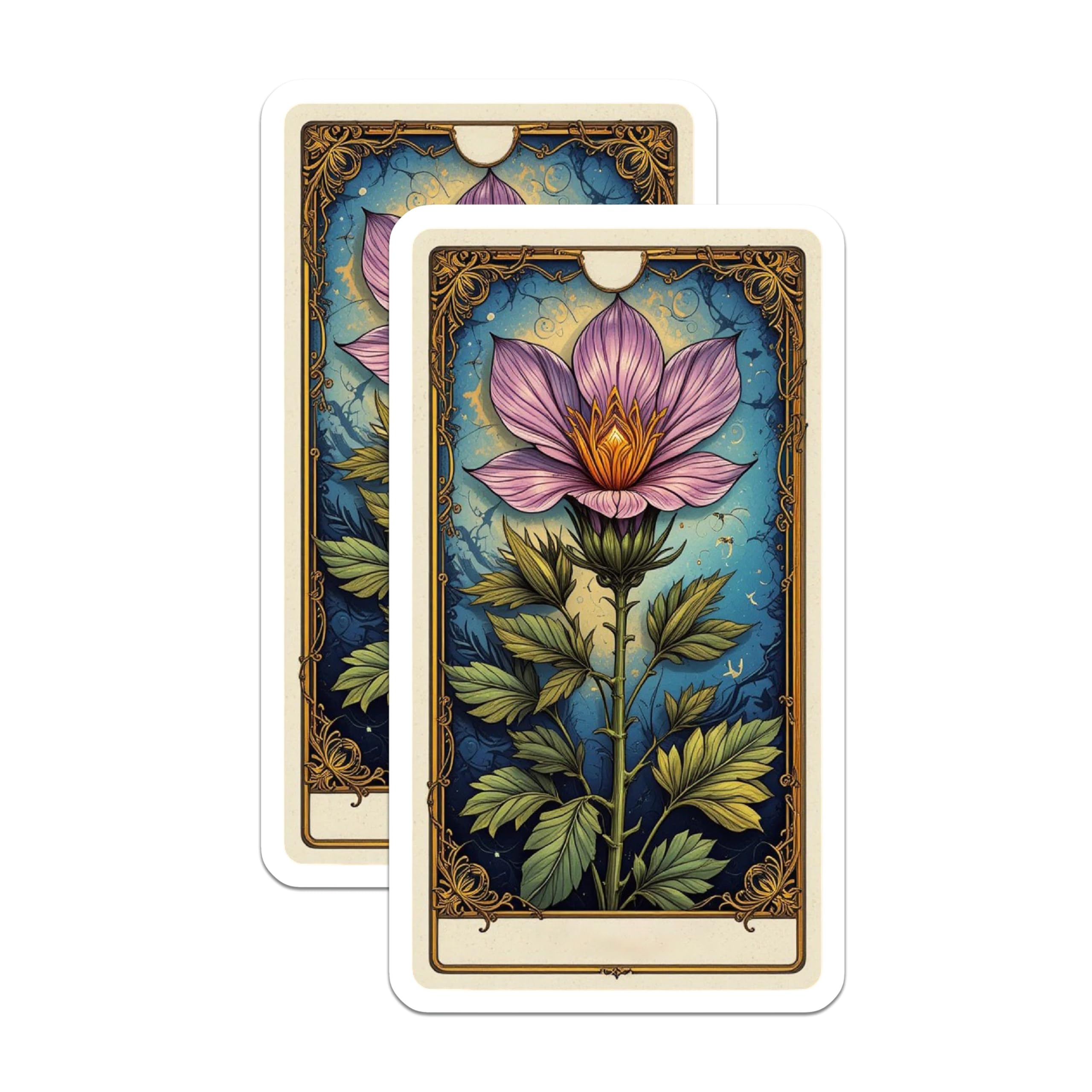 (2 Pack) Ornate Floral Magnets - Mystical Thistle Bloom - Art Nouveau Decor Accent - 5 Inches On Longest Side - Thick Durable Magnet - Made in USA - MAG20389