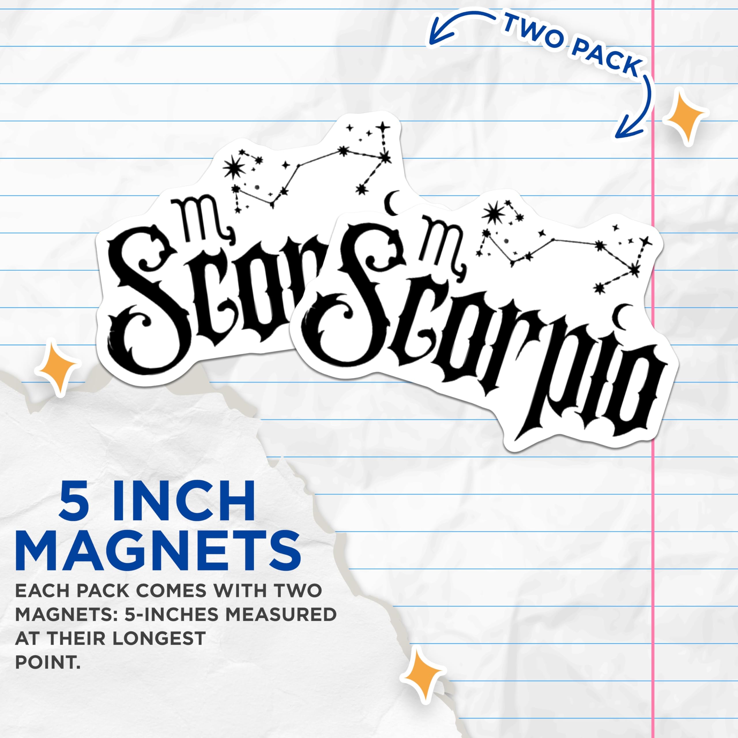 (2 Pack) Scorpio Magnets - Zodiac Sign Art - Astrology Constellation Decor - Celestial Star Sign - Mystical Horoscope - 5 Inches On Longest Side - Thick Durable Magnet - Made in USA - MAG22901
