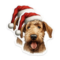 (2 Pack) Airedale Terrier Christmas Magnets - Festive Santa Hat Decor - Dog Lover Collection - 5 Inches On Longest Side - Thick Durable Magnet - Made in USA - MAG23306