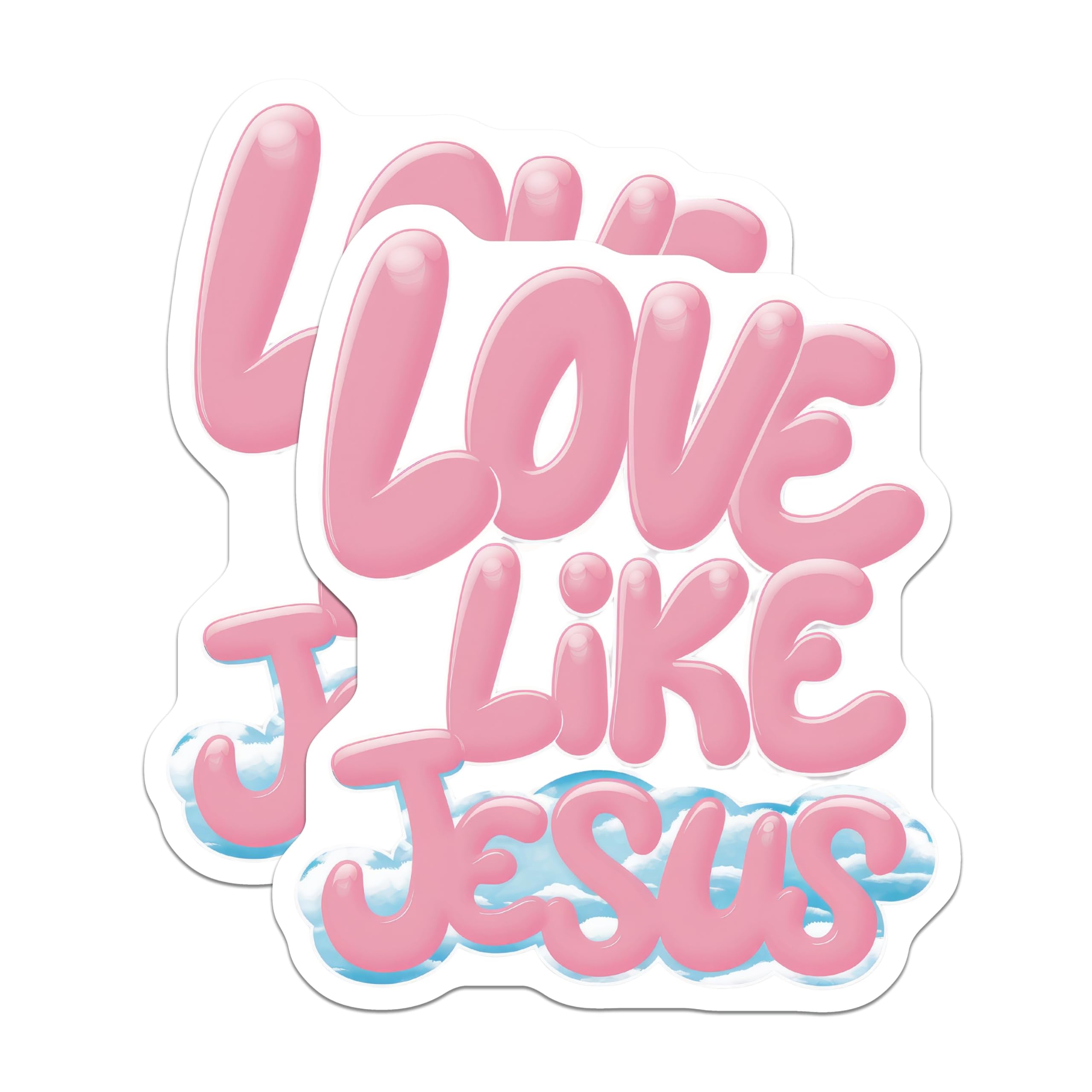 (2 Pack) Love Like Jesus Magnets - Christian Faith Decor - Inspirational Pink Bubbly Sky Message - Religious Art - 5 Inches On Longest Side - Thick Durable Magnet - Made in USA - MAG23403