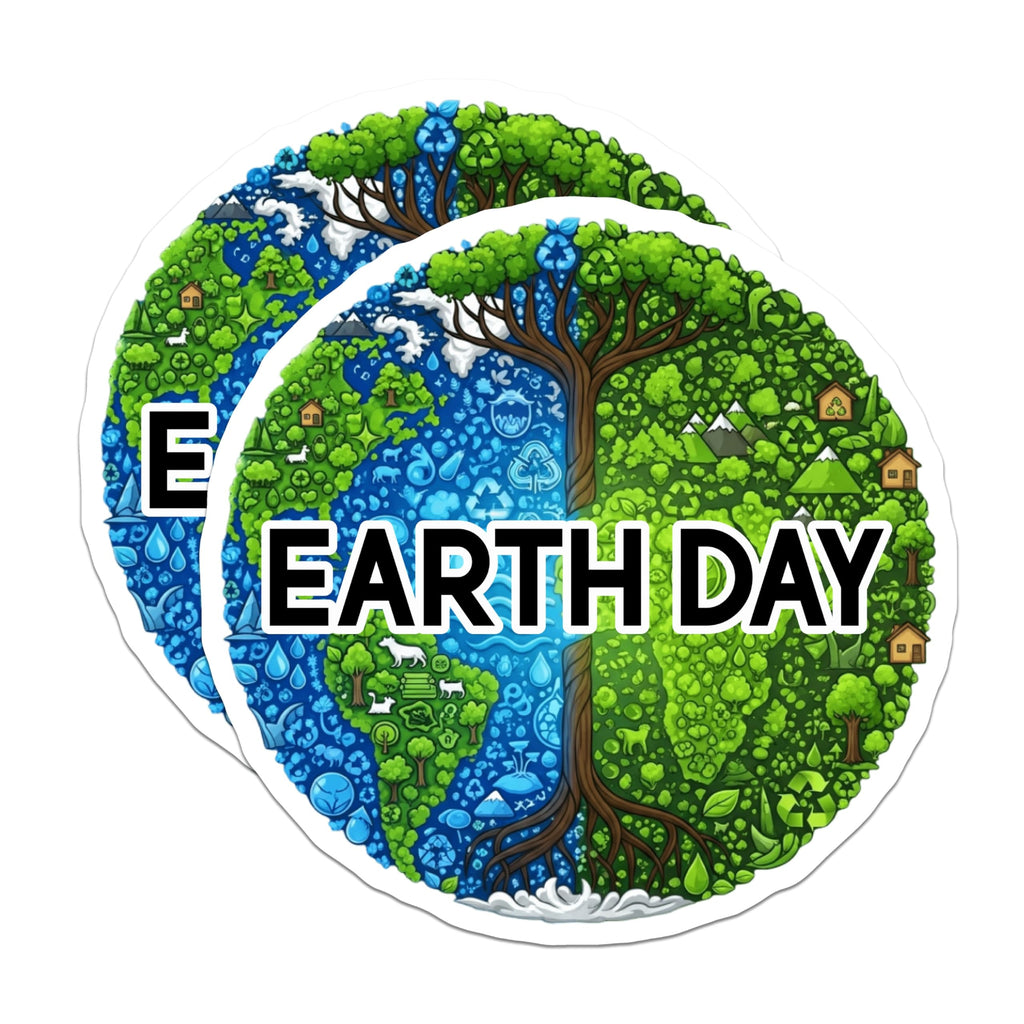 (2 Pack) Earth Day Magnets - Environmental Awareness Decor - Planet Conservation Art - Nature Lover Magnet - 5 Inches On Longest Side - Thick Durable Magnet - Made in USA - MAG22226