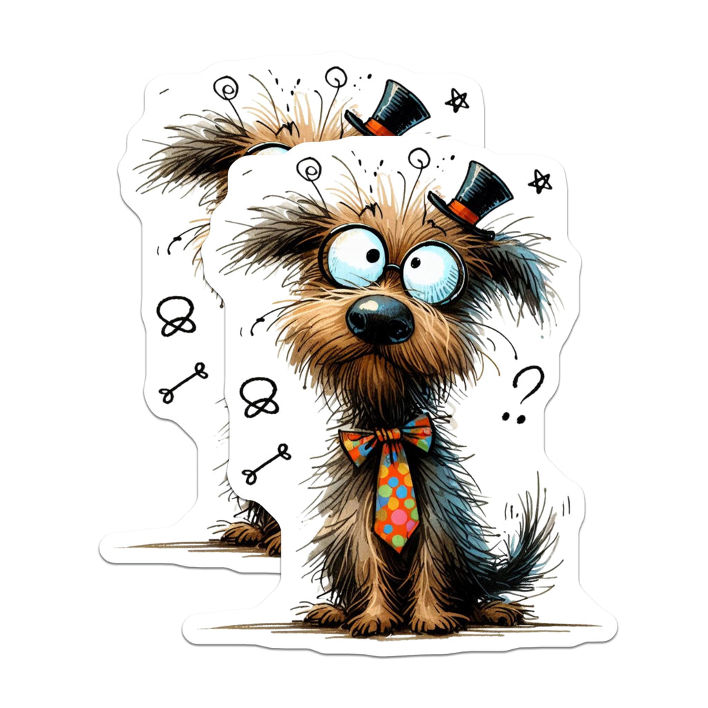 (2 Pack) Funny Dog Magnets - Quirky Pet Decor - Shaggy Terrier Artwork - 5 Inches On Longest Side - Thick Durable Magnet - Made in USA - MAG27586