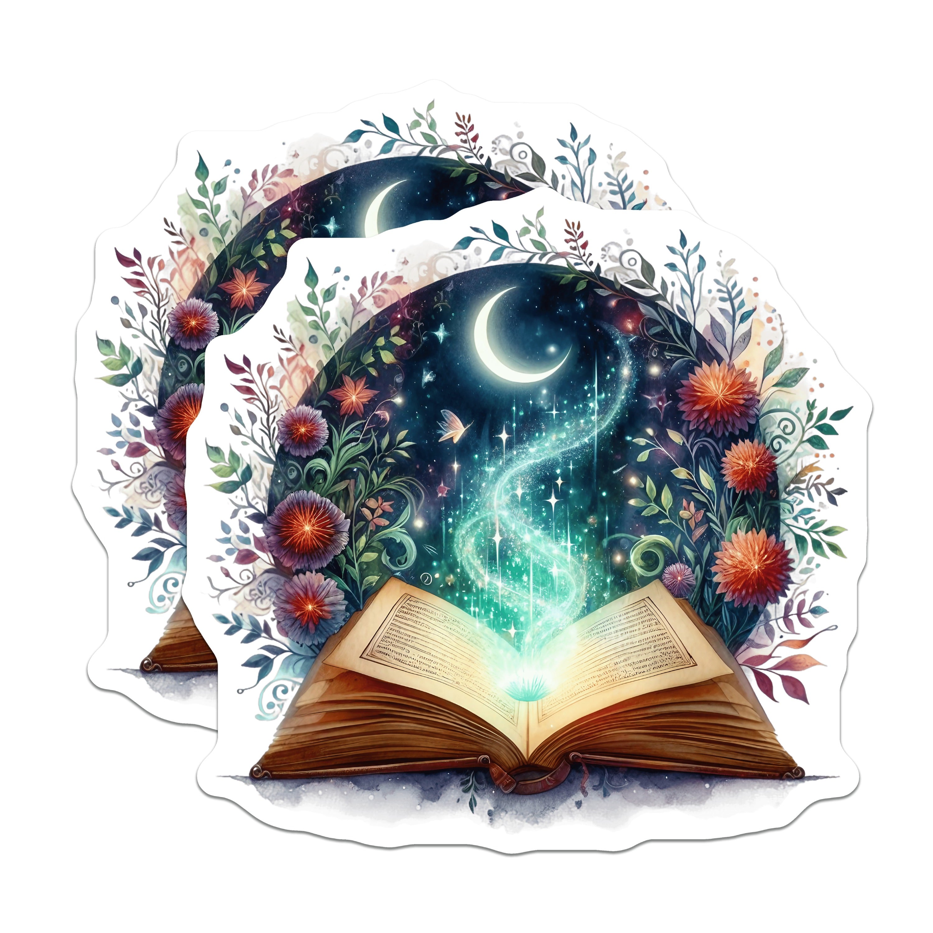 (2 Pack) Magical Book Magnets - Celestial Fantasy Reader Decor - Witchy Aesthetic Planner Accessories - 5 Inches On Longest Side - Thick Durable Magnet - Made in USA - MAG37097