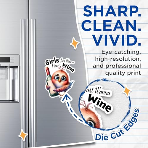 (2 Pack) Girls Just Wanna Have Wine Magnets - Cute Wine Lover Magnets - Fun Kitchen Decor- 5" On Longest Side - for Fridges, Toolboxes, Cars - Made in USA - MAG2921