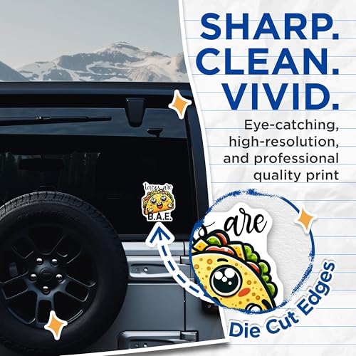 (2 Pack) Tacos are BAE Stickers - 5" On Longest Side - Sticks to Smooth Flat Surfaces - Made in USA - BMCS8795 - BMCS8795