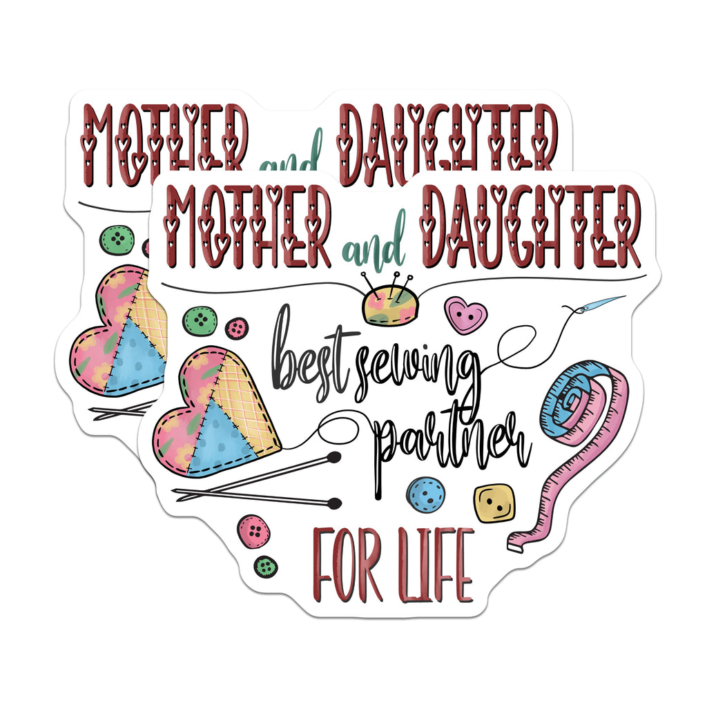 (2 Pack) Mother Daughter Sewing Partner Magnets - Crafting Lover Decor - Quilter Fridge Accents - 5 Inches On Longest Side - Thick Durable Magnet - Made in USA - MAG39928