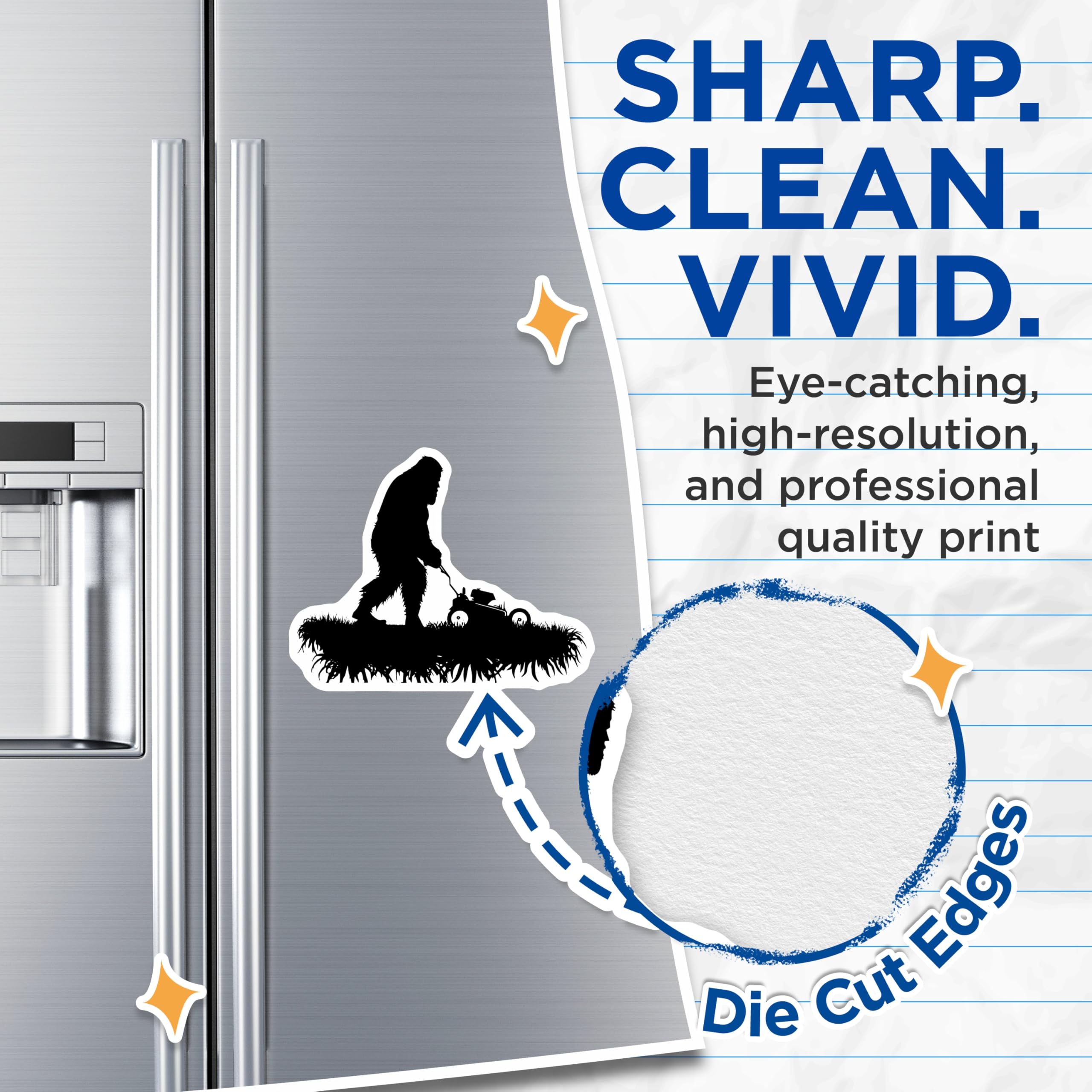 (2 Pack) Bigfoot Mowing Magnets - Funny Sasquatch Yard Work Decor - Mythical Creature Lawn Care Accessory - 5 Inches On Longest Side - Thick Durable Magnet - Made in USA - MAG21944