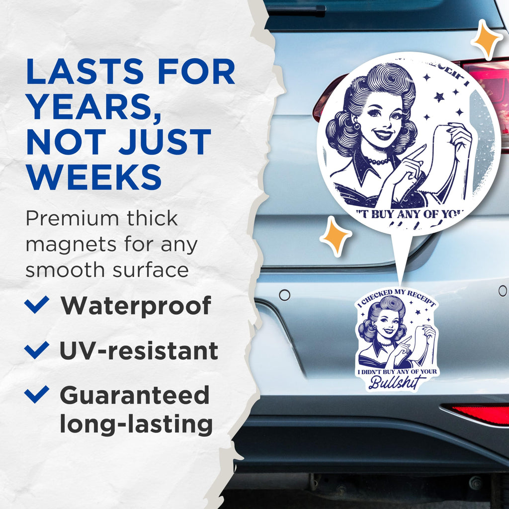 (2 Pack) Sarcastic Woman Magnets - Funny Quote - Retro Pin Up Fridge Magnets - 5" On Longest Side - Premium Magnet - for Cars, Refrigerators, Toolboxes, Lockers - Made in USA - MAG15984