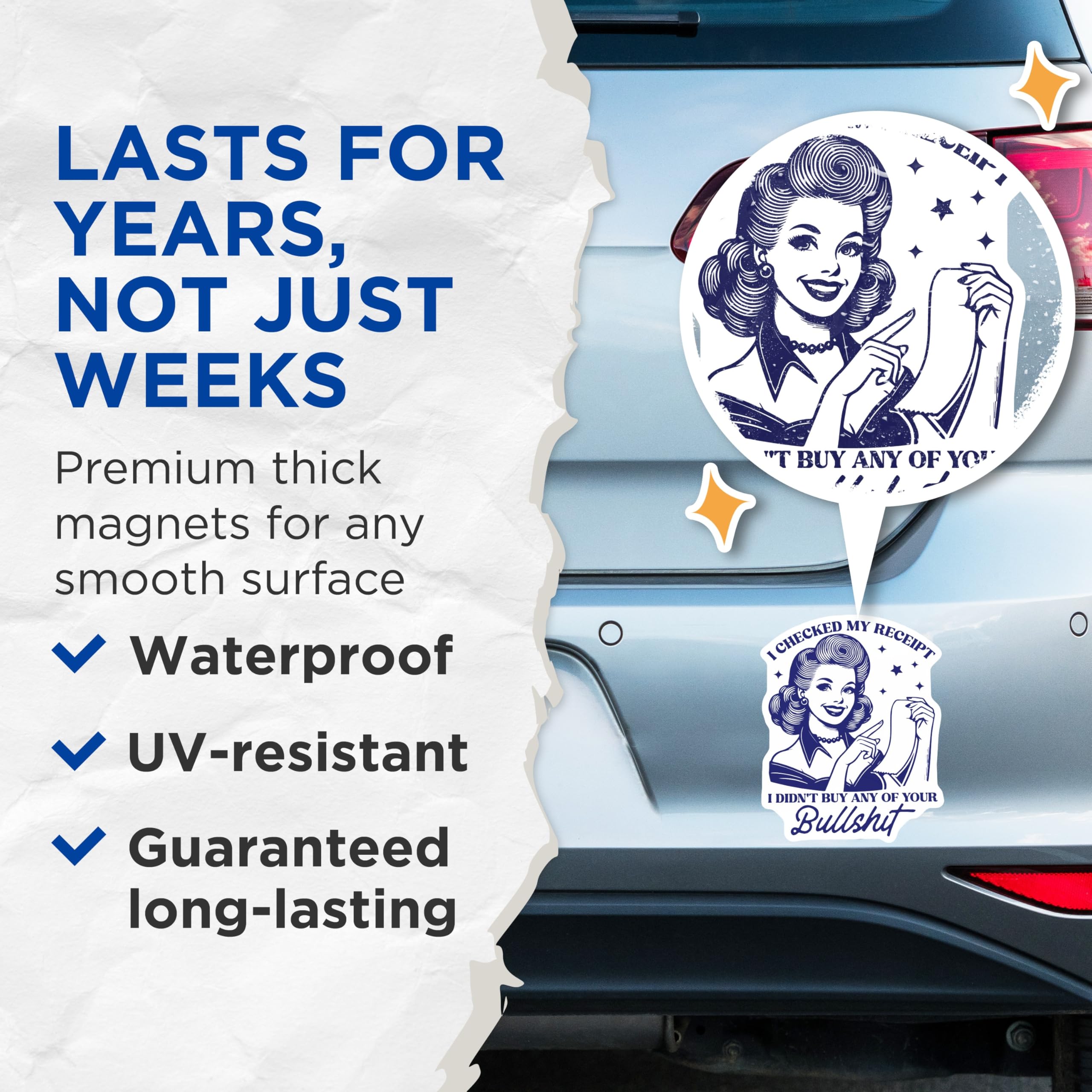 (2 Pack) Sarcastic Woman Magnets - Funny Quote - Retro Pin Up Fridge Magnets - 5" On Longest Side - Premium Magnet - for Cars, Refrigerators, Toolboxes, Lockers - Made in USA - MAG15984