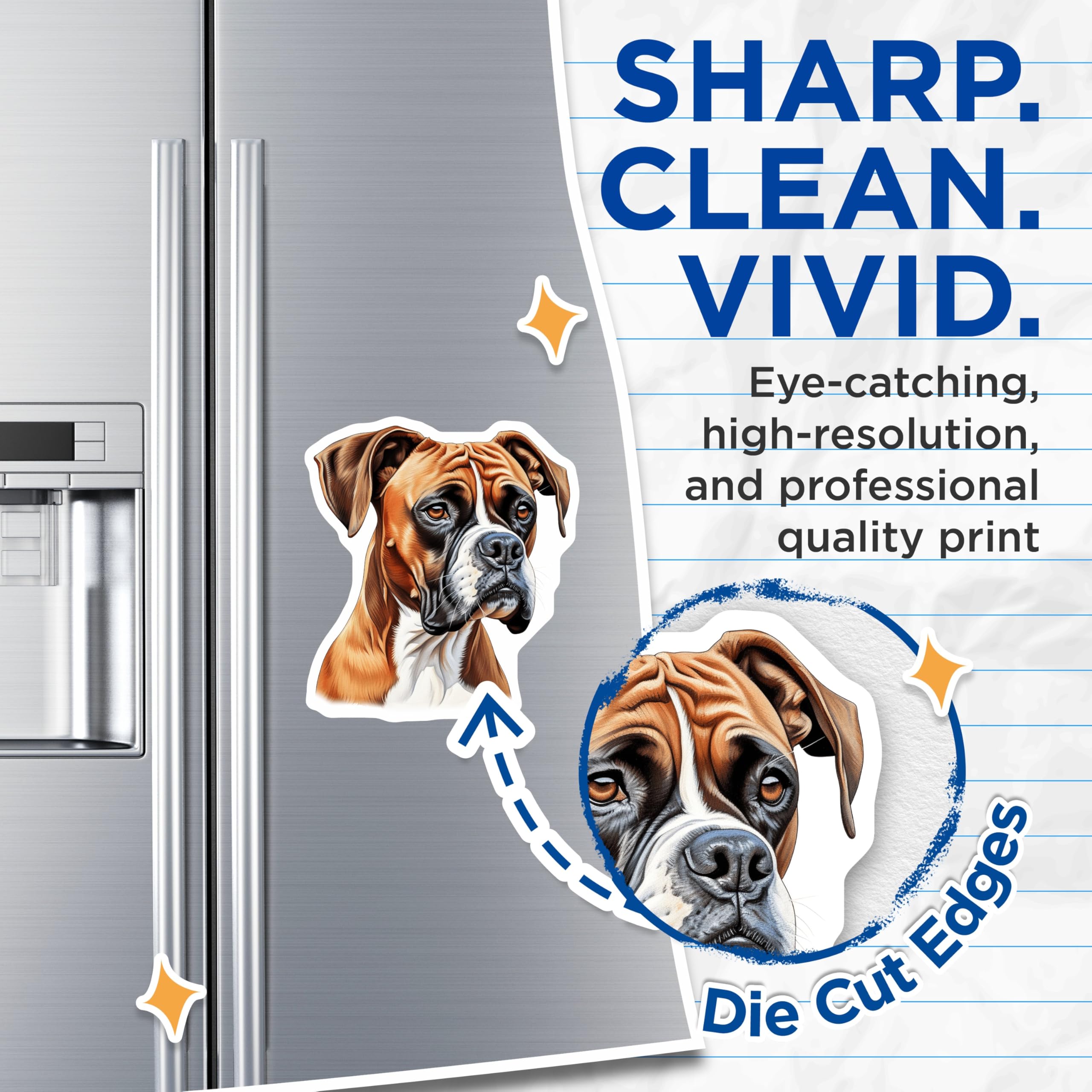 (2 Pack) Boxer Dog Magnets - Dog Mom Decor - Pet Parent Refrigerator - Animal Lover Present - 5 Inches On Longest Side - Thick Durable Magnet - Made in USA - MAG27875