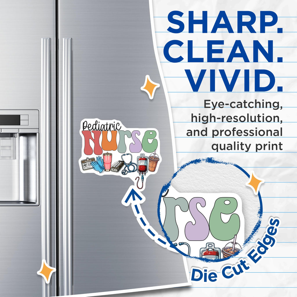 (2 Pack) Pediatric Nurse Magnets - RN LPN Healthcare Professional Decor - Medical Student Nurses Fridge Locker Art - 5 Inches On Longest Side - Thick Durable Magnet - Made in USA - MAG23117