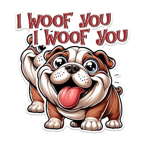 (2 Pack) Cute Dog Stickers - I Woof You Stickers - Adorable Pet Stickers - 5" On Longest Side - Sticks to Any Smooth Flat Surface - Made in USA - BMCS2820