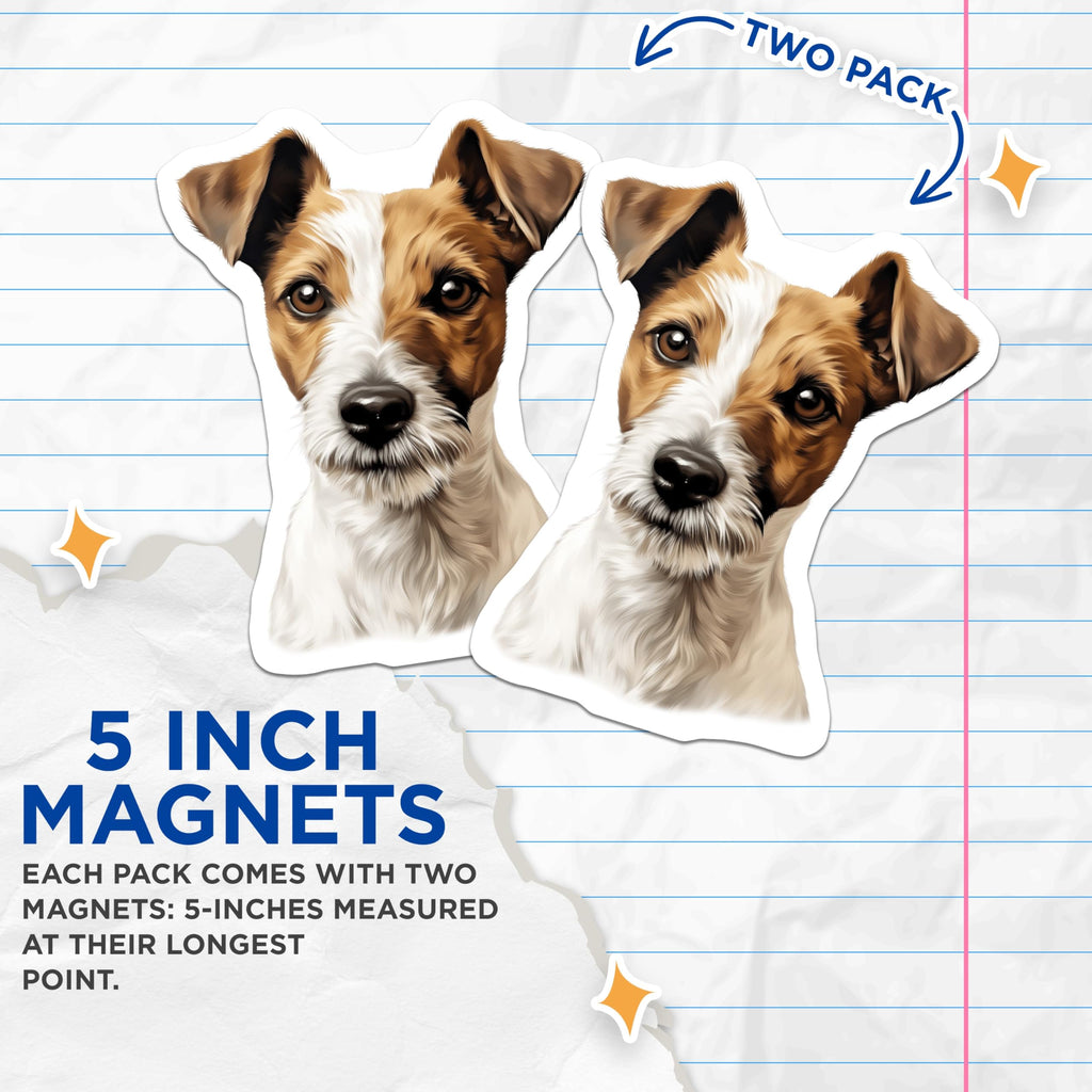 (2 Pack) Jack Russell Terrier Magnets - Dog Lover Decor - Pet Memorial Souvenir for Dog Owners - 5 Inches On Longest Side - Thick Durable Magnet - Made in USA - MAG29128