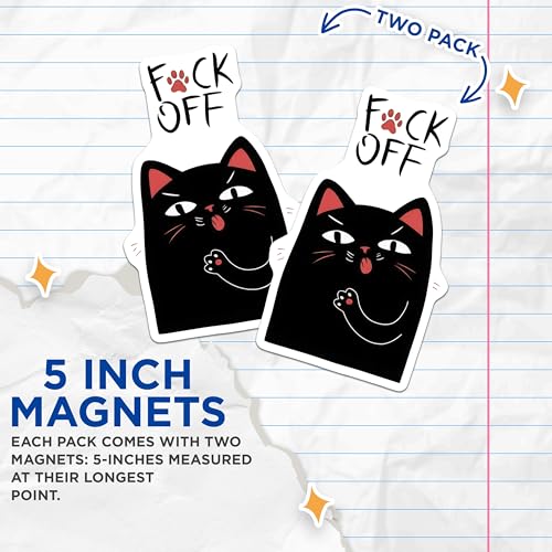 (2 Pack) Cat Attitude Magnets Magnets - Funny Quote - Sassy Cat Decor - 5" On Longest Side - Made in USA - Sticks to Refrigerators & Metal Surfaces - MAG8645