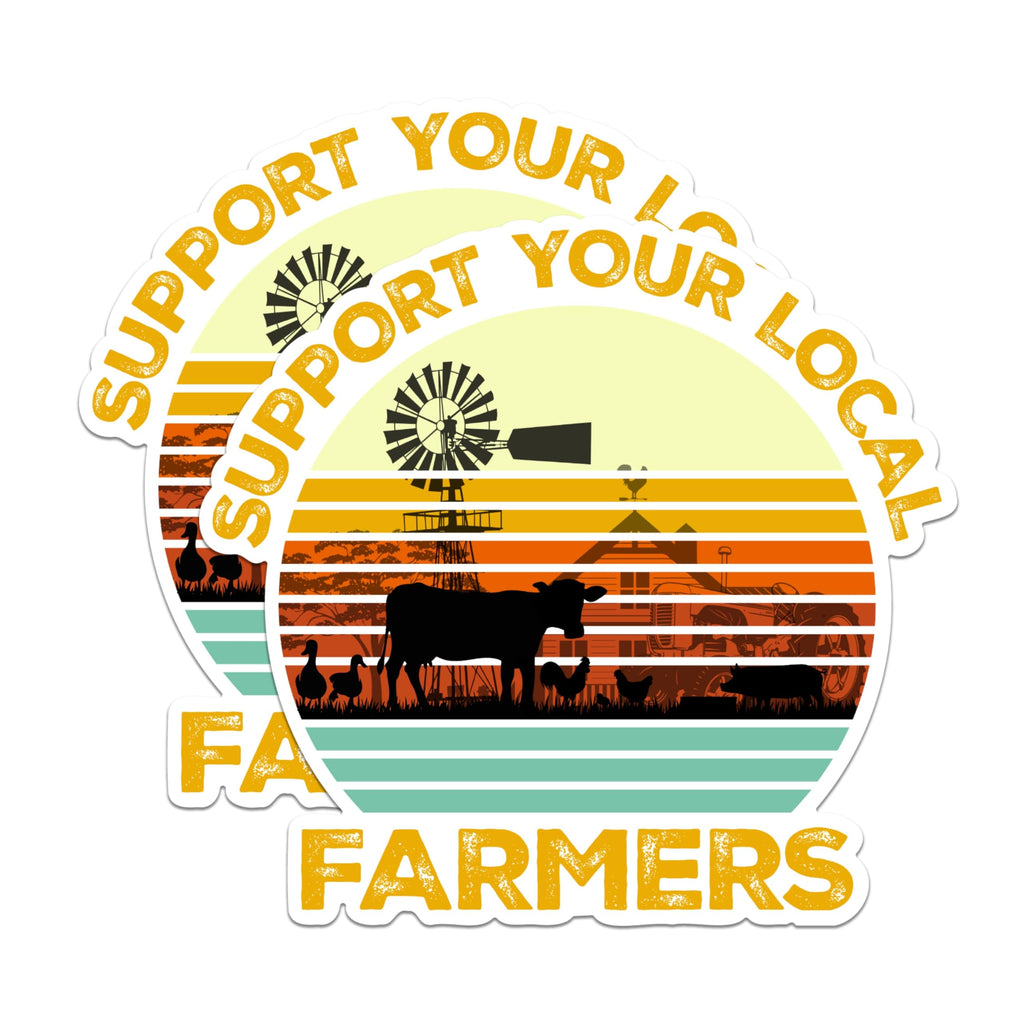 (2 Packs) Support Your Local Farmers Magnets - Support Local Farming Magnets - 5 Inches On Longest Side - Premium Magnet - for Fridges, Toolboxes, Cars - Made in USA - MAG2525
