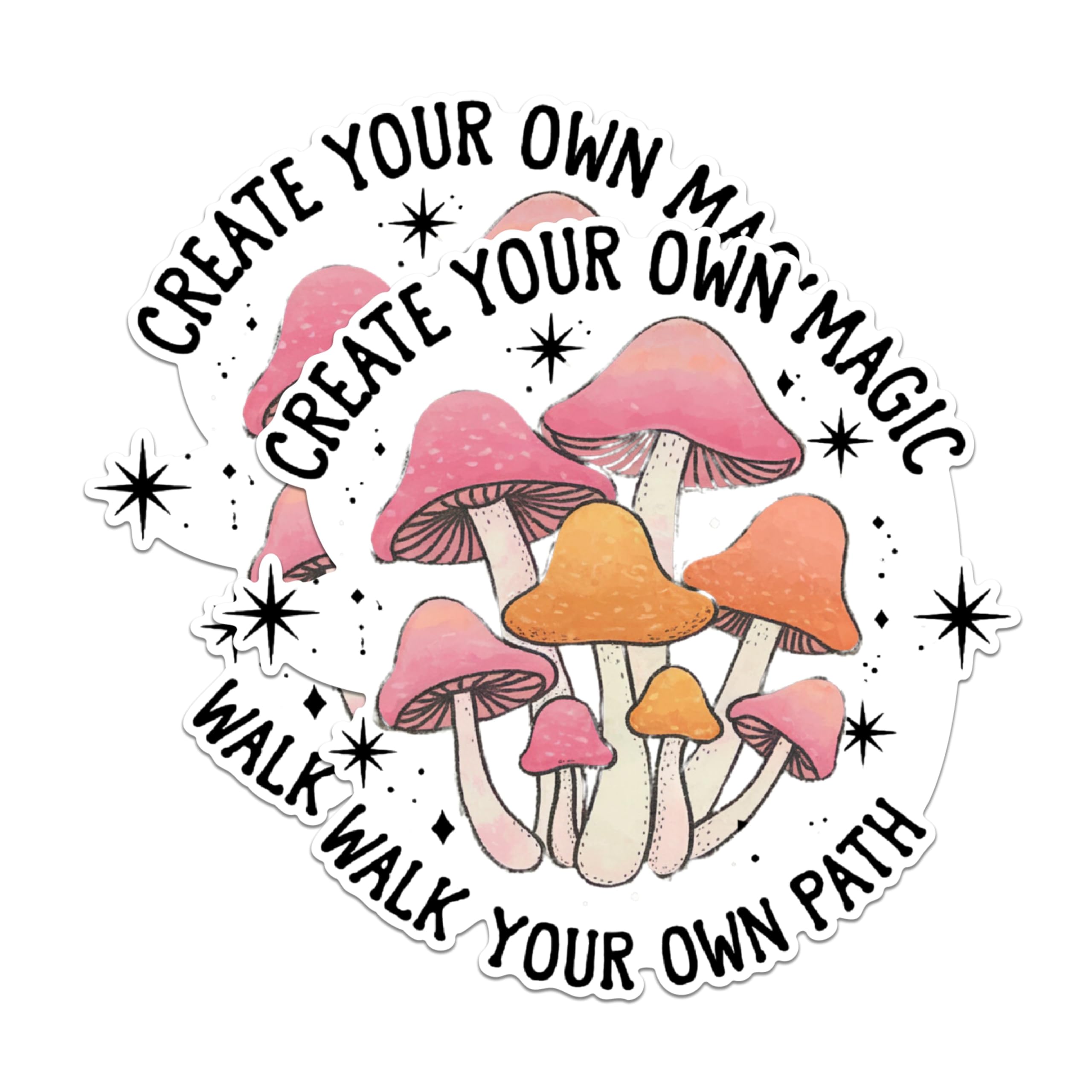 (2 Pack) Create Your Own Magic Magnets - Walk Your Own Path Magnets - Inspirational Mushroom Magnets- 5" On Longest Side - for Fridges, Toolboxes, Cars - Made in USA - MAG2882