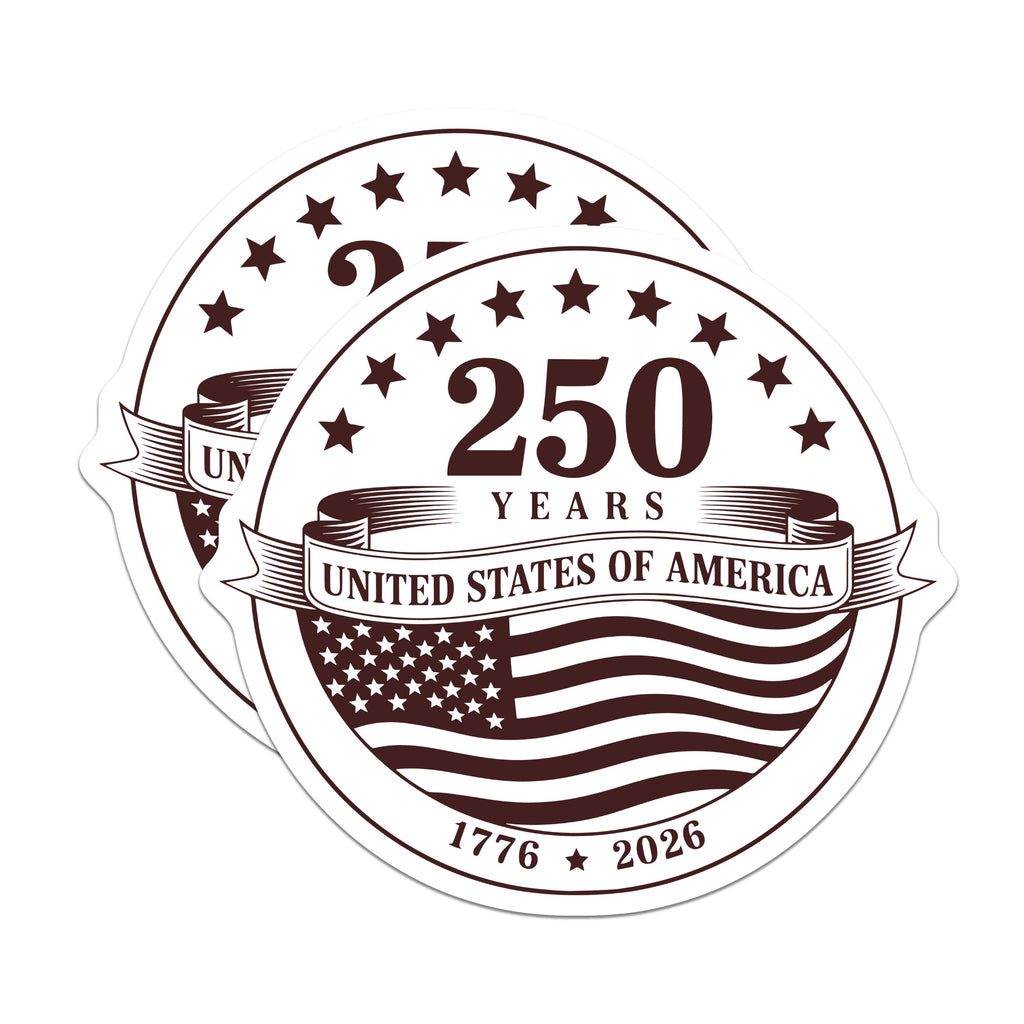 (2 Pack) 250 Years United States of America Magnets - Patriotic USA History 1776-2026 - Vintage American Emblem - 5 Inches On Longest Side - Thick Durable Magnet - Made in USA - MAG39004