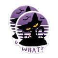 (2 Pack) Black Cat Magnets - Funny What Cat - Halloween Spooky Kitchen Decor - Goth Fridge Art - Dark Humor Pet Lover Item - 5 Inches On Longest Side - Thick Durable Magnet - Made in USA - MAG38415