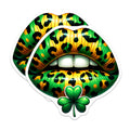(2 Pack) St Patricks Day Lips Magnets - Shamrocks - Leopard Print - Lucky Irish Decor - 5" On Longest Side - Premium Magnet - for Cars, Refrigerators, Toolboxes, Lockers - Made in USA - MAG17136