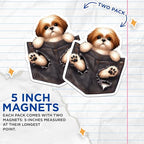 (2 Pack) Adorable Puppy in Pocket Magnets - Cute Dog - Animal Lover Kitchen - Fridge Magnet - 5" On Longest Side - for Cars, Fridges, Toolboxes - Made in USA - MAG4401